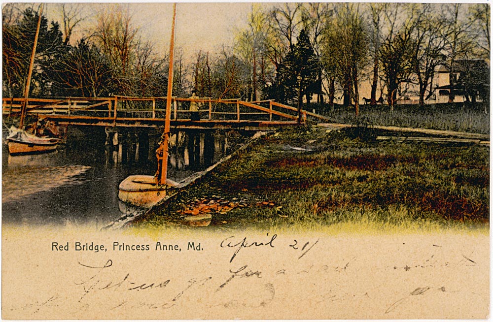 Front Side of Post Card, Red Bridge, Manokin River